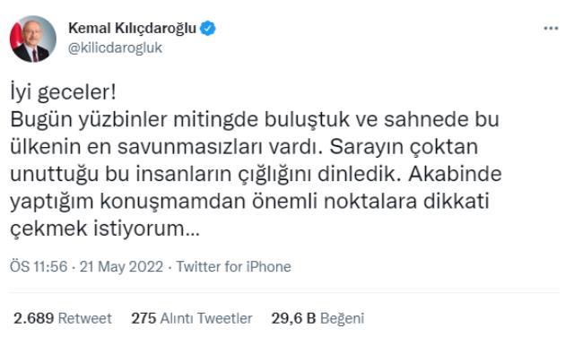 Kılıçdaroğlu'ndan Maltepe mitinginin ardından gece yarısı paylaşımı: Bu saatten sonra değişemem