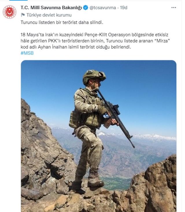 Turuncu listeye bir çizik daha! 'Mirza' kod adlı PKK'lı terörist Ayhan İnalhan öldürüldü