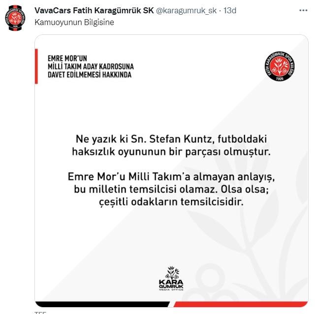 Stefan Kuntz'a en ağır tepki Fatih Karagümrük'ten geldi: Bu milletin temsilcisi olamaz Stefan Kuntz'a en ağır tepki Fatih Karagümrük'ten geldi: Bu milletin temsilcisi olamaz