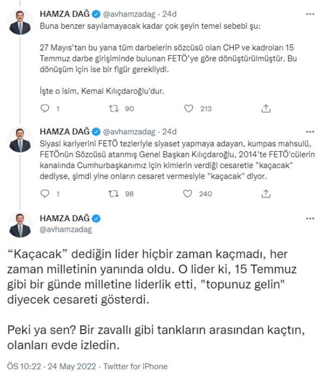 Kılıçdaroğlu'nun paylaştığı videoya AK Partili Hamza Dağ'dan ilk yanıt: Kendisine verilen görevi yerine getirdi Kılıçdaroğlu'nun paylaştığı videoya AK Partili Hamza Dağ'dan ilk yanıt: Kendisine verilen görevi yerine getirdi