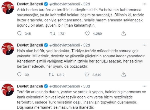 MHP Genel Başkanı Bahçeli: Artık herkes tarafını ve tercihini netleştirmelidir MHP Genel Başkanı Bahçeli: Artık herkes tarafını ve tercihini netleştirmelidir