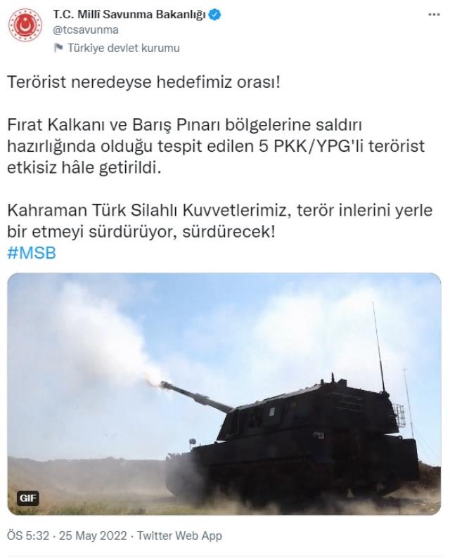Terör örgütüne sınır ötesinde darbe! 8 terörist etkisiz hale getirildi Terör örgütüne sınır ötesinde darbe! 8 terörist etkisiz hale getirildi