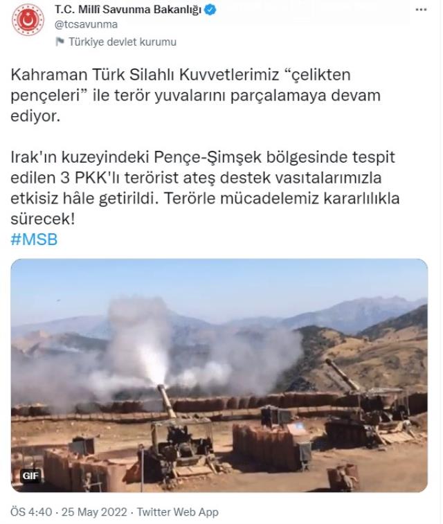 Terör örgütüne sınır ötesinde darbe! 8 terörist etkisiz hale getirildi Terör örgütüne sınır ötesinde darbe! 8 terörist etkisiz hale getirildi