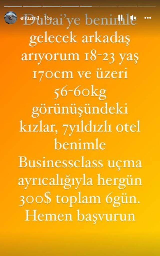 Bahar Candan, kendisiyle Dubai'ye gelmesi için para karşılığında arkadaş arama ilanı verdi