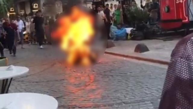 Galata'da kendini yakan şahsı söndüren esnaf: İlk başta illüzyon gösterisi yapıyor zannettim