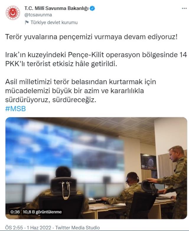 Pençe-Kilit operasyonu bölgesinde 14 terörist etkisiz hale getirildi Pençe-Kilit operasyonu bölgesinde 14 terörist etkisiz hale getirildi