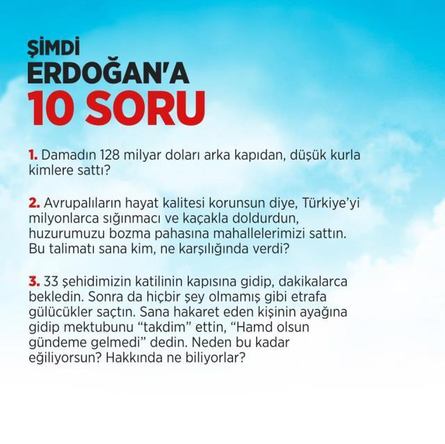 Son Dakika: Kendisine yöneltilen sorulara yanıt veren Kılıçdaroğlu'ndan Cumhurbaşkanı Erdoğan'a 10 soru