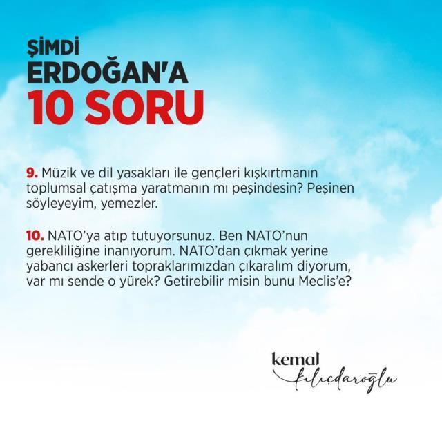 Son Dakika: Kendisine yöneltilen sorulara yanıt veren Kılıçdaroğlu'ndan Cumhurbaşkanı Erdoğan'a 10 soru