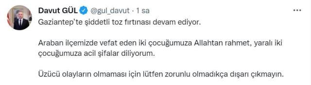 Gaziantep'te toz fırtınasının yıktığı duvarın altında kalan 2 çocuk hayatını kaybetti, 2 çocuk yaralandı Gaziantep'te toz fırtınasının yıktığı duvarın altında kalan 2 çocuk hayatını kaybetti, 2 çocuk yaralandı