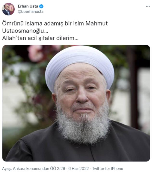 İYİ Partili Erhan Usta'nın İsmailağa Cemaati liderine yönelik 'şifa' mesajı sosyal medyada gündem oldu İYİ Partili Erhan Usta'nın İsmailağa Cemaati liderine yönelik 'şifa' mesajı sosyal medyada gündem oldu