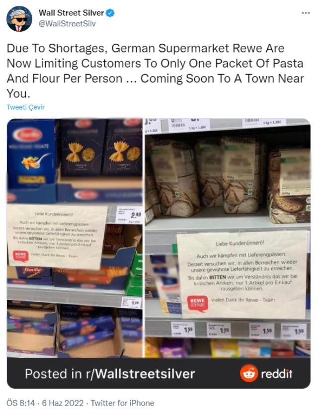 Küresel gıda krizi hızla yayılıyor! Almanya'daki marketler makarna ve un satışına sınırlama getirdi Küresel gıda krizi hızla yayılıyor! Almanya'daki marketler makarna ve un satışına sınırlama getirdi