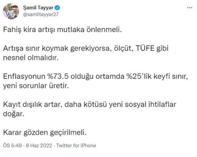 AK Partili Şamil Tayyar'dan kira artışına getirilen yüzde 25'lik sınıra tepki: Karar gözden geçirilmeli