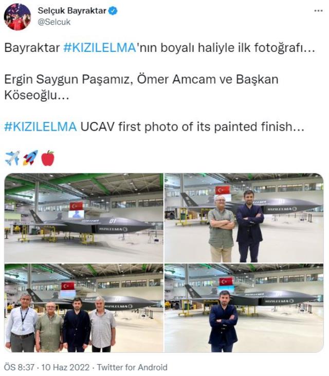 Selçuk Bayraktar, İnsansız savaş uçağı Kızılelma'nın boyalı halini ilk kez paylaştı