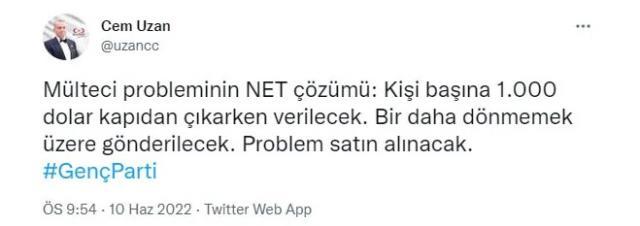 '2023'te cumhurbaşkanı olacağım' diyen Cem Uzan'dan mülteci sorunu için tartışılacak öneri