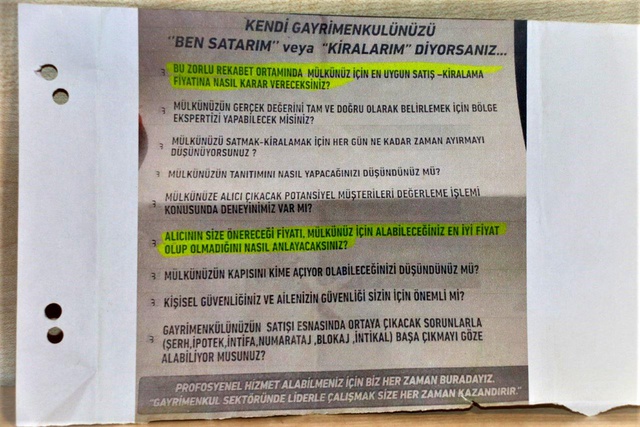 Bu sefer emlakçılar hortladı! Dağıttıkları broşürde ev sahiplerine yönelttikleri sorular çileden çıkardı Bu sefer emlakçılar hortladı! Dağıttıkları broşürde ev sahiplerine yönelttikleri sorular çileden çıkardı