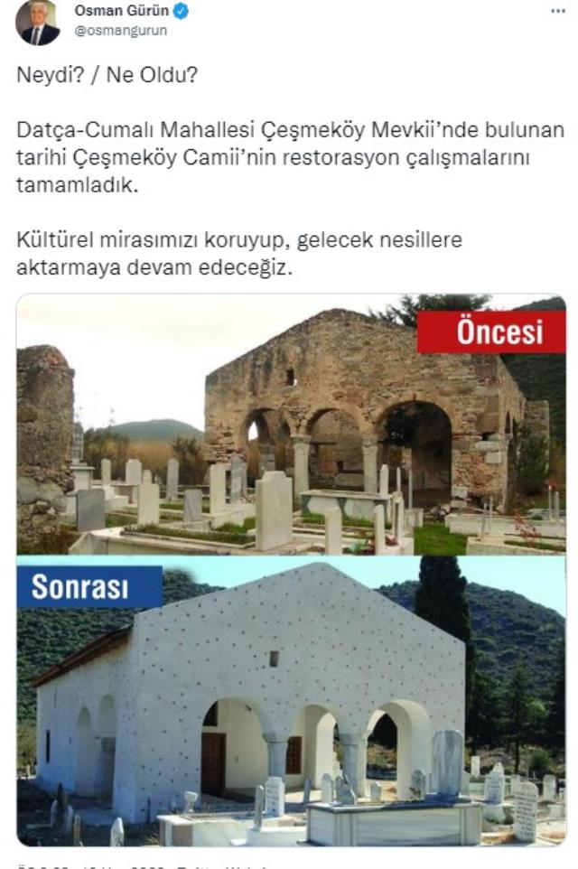 Yaptırdığı cami restorasyonuyla övünen büyükşehir belediye başkanına tepki yağıyor Yaptırdığı cami restorasyonuyla övünen büyükşehir belediye başkanına tepki yağıyor