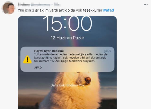 AFAD'ın milyonlarca telefona yolladığı Hayati Uyarı Bildirimi sosyal medyada gündem oldu