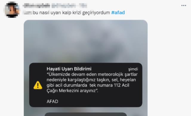AFAD'ın milyonlarca telefona yolladığı Hayati Uyarı Bildirimi sosyal medyada gündem oldu
