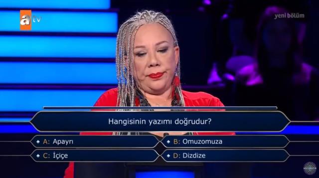 Kim Milyoner Olmak İster'e katılan editör, dil bilgisi sorusunda 2 joker birden kullandı Kim Milyoner Olmak İster'e katılan editör, dil bilgisi sorusunda 2 joker birden kullandı