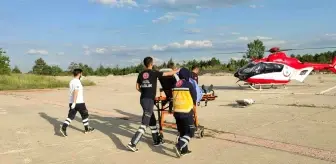 Ambulans helikopter kalp krizi geçiren hasta için havalandı