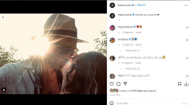 Aşka gelen Baba dizisinin başrol oyuncusu Hakan Kurtaş, sevgilisiyle öpüşme pozunu paylaştı