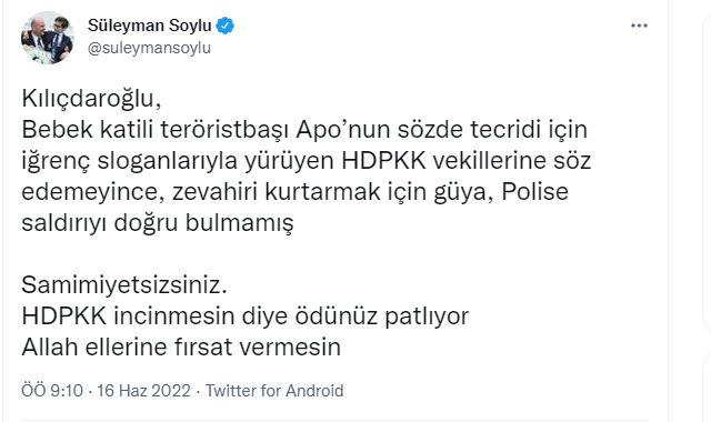 Bakan Soylu'dan polise yumruk atan vekili kınamayan Kılıçdaroğlu'na çok sert tepki