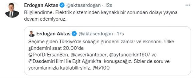 Canlı yayındaki tartışmanın en hararetli yerinde elektrikler kesildi: Aha müdahale ettiler