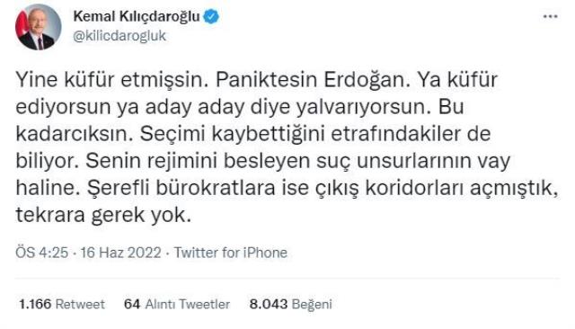 Kılıçdaroğlu'ndan kendisine 'En çürük siyasetçi' diyen Cumhurbaşkanı Erdoğan'a yanıt: Seçimi kaybettiği etrafındakiler de biliyor Kılıçdaroğlu'ndan kendisine 'En çürük siyasetçi' diyen Cumhurbaşkanı Erdoğan'a yanıt: Seçimi kaybettiği etrafındakiler de biliyor