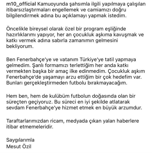 Fenerbahçe'yi takip etmeyi bırakan Mesut Özil suskunluğunu bozdu! Paylaşımına tepki yağıyor