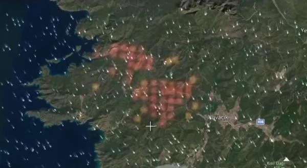 Marmaris'teki orman yangını uzaydan görüntülendi! Fotoğraflar durumun ne kadar ciddi olduğunu gösteriyor