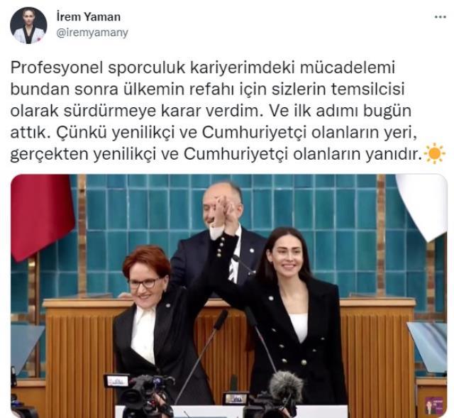 Milli tekvandocu İrem Yaman, İYİ Parti'ye katıldı