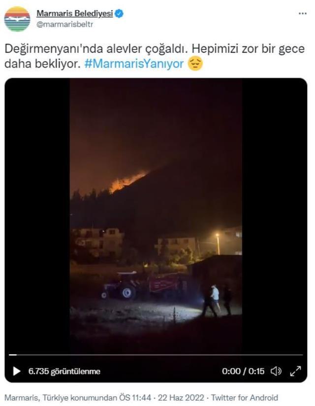Marmaris'teki yangında son durum! Söndürme çalışmaları aralıksız devam ediyor