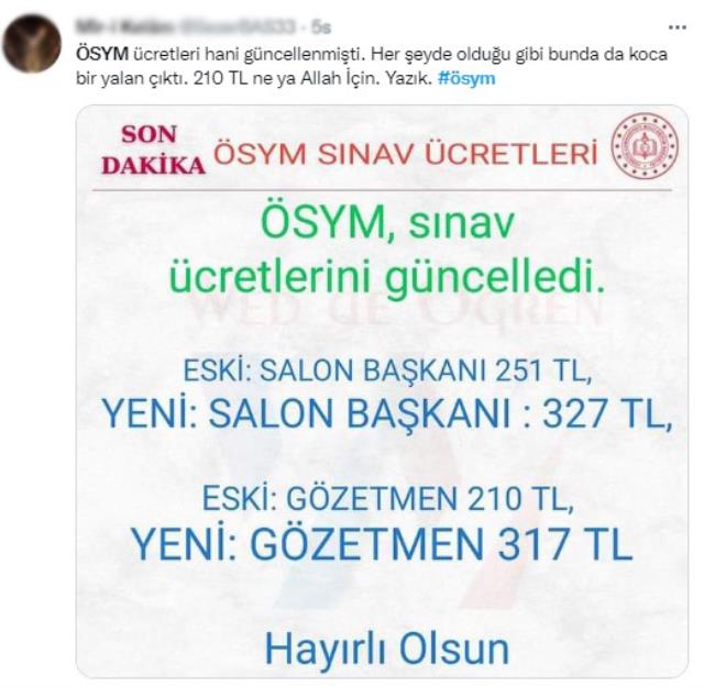 ÖSYM sınav gözetmenlerine geçen yılın ücretlerini yatırdı, öğretmenlerin tepkileri sosyal medyayı salladı