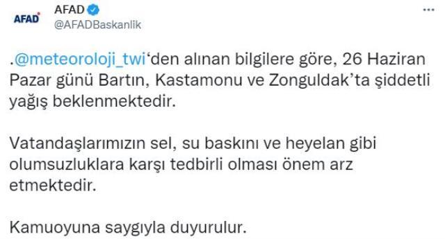 Son Dakika: AFAD, Bartın, Kastamonu ve Zonguldak'taki vatandaşları sel ve su baskınlarına karşı uyardı