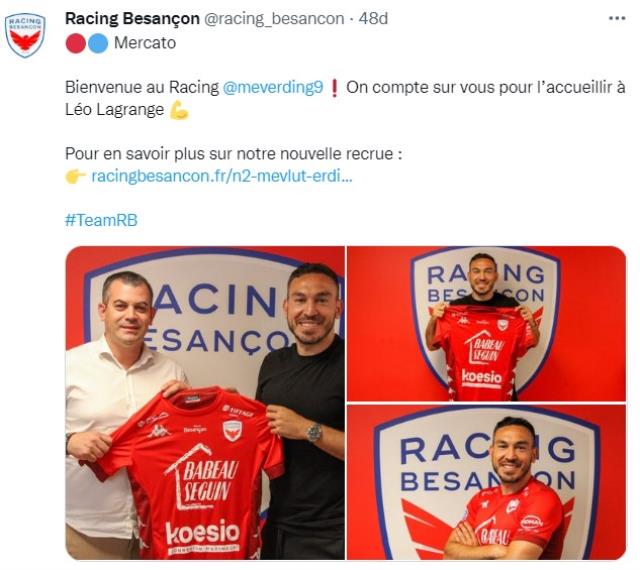 Mevlüt Erdinç'in yeni takımı herkesi şaşırttı! Milli futbolcu, Racing Besançon'a transfer oldu