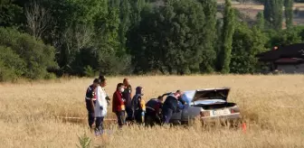 Son dakika! Tarlaya devrilip, yanan otomobilin sürücüsü öldü