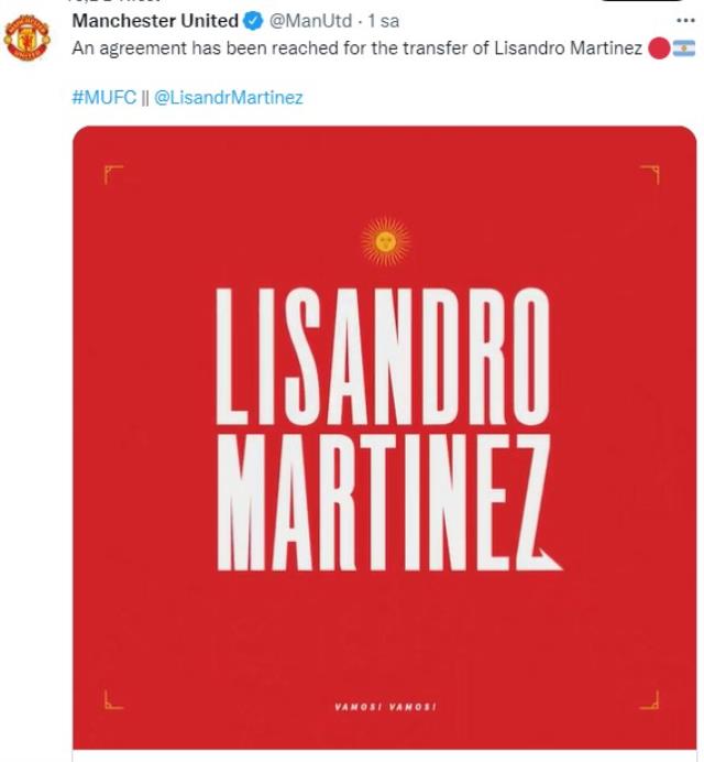 Lisandro Martinez, Manchester United'da! Ajax'a 57 milyon euro ödediler Lisandro Martinez, Manchester United'da! Ajax'a 57 milyon euro ödediler