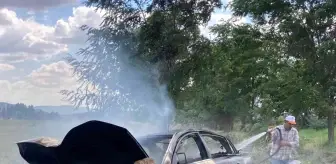 Kaza yapan otomobil alev topuna döndü