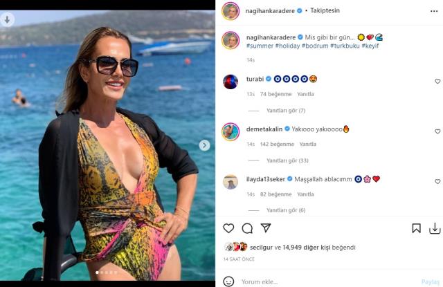 Nagihan Karadere mayolu pozlarını paylaştı, Turabi Çamkıran'dan nazar boncuklu yorum gecikmedi