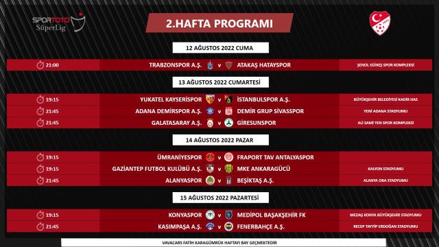 TFF, Süper Lig'in ilk iki haftasının programında değişikliğe gitti