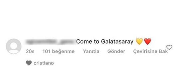Cristiano Ronaldo sosyal medyada, 'Come to Galatasaray' yorumunu beğendi Cristiano Ronaldo sosyal medyada, 'Come to Galatasaray' yorumunu beğendi