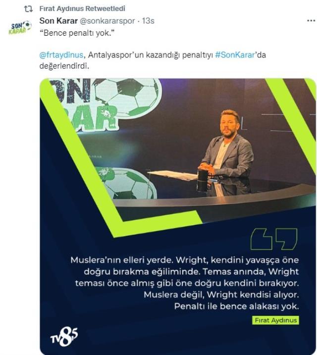Antalyaspor'un, Galatasaray maçında kazandığı penaltı hakkında konuşan Fırat Aydınus: Bence alakası yok Antalyaspor'un, Galatasaray maçında kazandığı penaltı hakkında konuşan Fırat Aydınus: Bence alakası yok