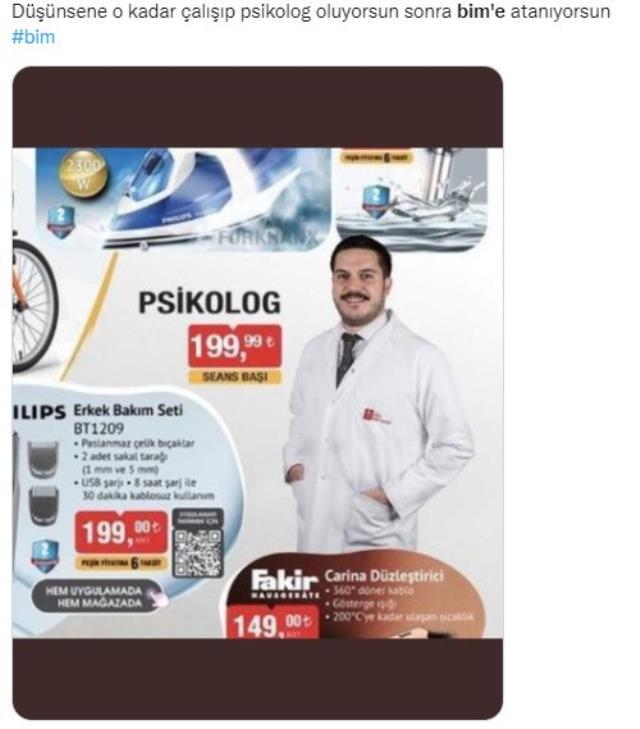 BİM'e 12 Ağustos'ta psikolog geleceğine dair yayınlanan afiş görseli