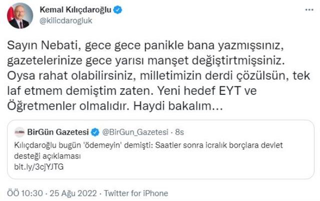 Bakan Nebati, Kılıçdaroğlu'na 'aceleyle rol kapma' tepkisini göstermişti! Kılıçdaroğlu yanıt verdi Bakan Nebati, Kılıçdaroğlu'na 'aceleyle rol kapma' tepkisini göstermişti! Kılıçdaroğlu yanıt verdi