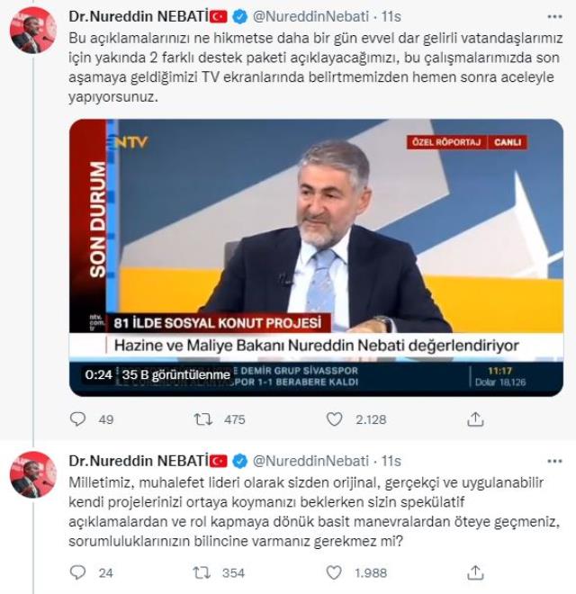 Bakan Nebati, Kılıçdaroğlu'na 'aceleyle rol kapma' tepkisini göstermişti! Kılıçdaroğlu yanıt verdi Bakan Nebati, Kılıçdaroğlu'na 'aceleyle rol kapma' tepkisini göstermişti! Kılıçdaroğlu yanıt verdi
