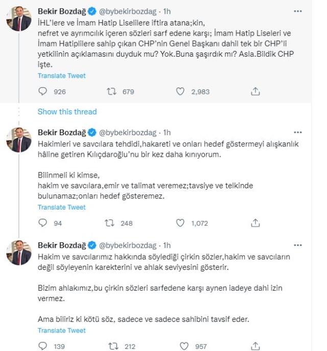 Bakan Bozdağ'dan Kılıçdaroğlu'nun Gülşen için hakim ve savcılara yaptığı çağrıya sert tepki: Kınıyorum Bakan Bozdağ'dan Kılıçdaroğlu'nun Gülşen için hakim ve savcılara yaptığı çağrıya sert tepki: Kınıyorum