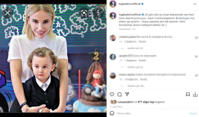 Şarkıcı Tuğba Ekinci, cezaevindeki Gülşen'in tahliyesi için Cumhurbaşkanı Erdoğan'a seslendi: Bebesi var