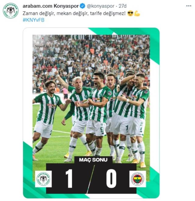 Fenerbahçe'yi yenen Konyaspor, Süper Lig tarihinde bir ilki başardı! Maç sonu olay paylaşım Fenerbahçe'yi yenen Konyaspor, Süper Lig tarihinde bir ilki başardı! Maç sonu olay paylaşım
