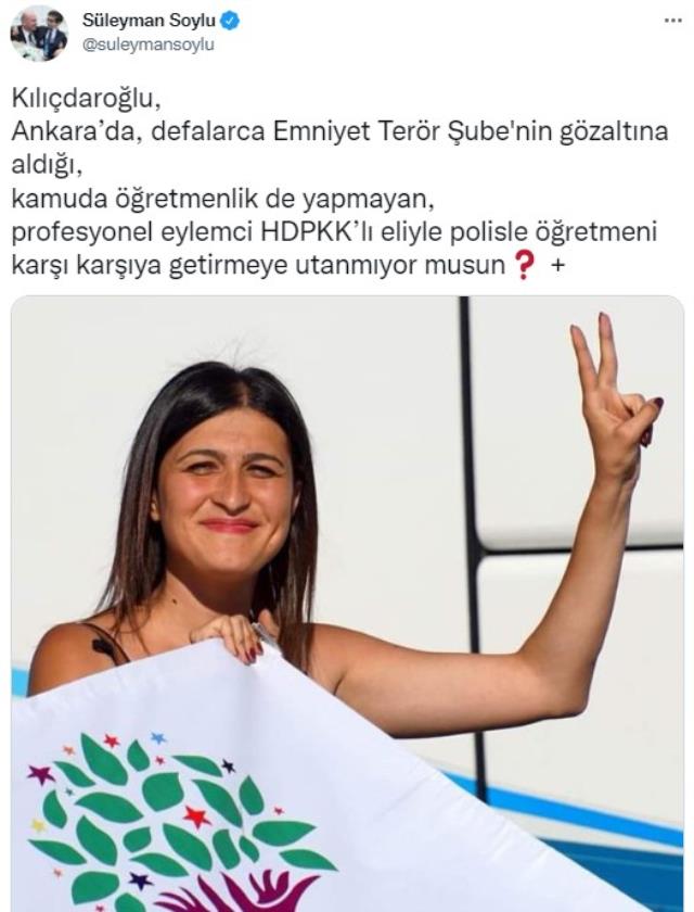 Özel sektör öğretmenlerinin gözaltına alınmasına tepki gösteren Kılıçdaroğlu'na Bakan Soylu'dan yanıt gecikmedi Özel sektör öğretmenlerinin gözaltına alınmasına tepki gösteren Kılıçdaroğlu'na Bakan Soylu'dan yanıt gecikmedi