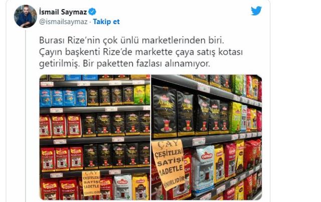 Rize'de markete giden vatandaşlar, çay satışlarının sınırlandığını görünce şaşkınlığını gizleyemedi Rize'de markete giden vatandaşlar, çay satışlarının sınırlandığını görünce şaşkınlığını gizleyemedi